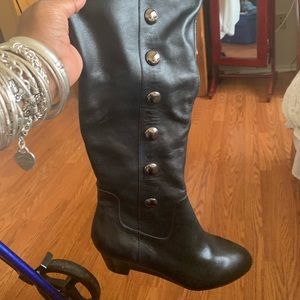 Black leather knee high boots New !